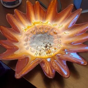 Glass Orange sunflower bowl